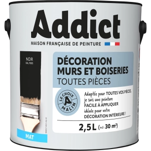 Peinture ADDICT Déco.M&Bois mat noir 2,5L - ADDICT