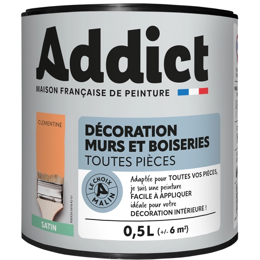 Peinture ADDICT Déco.M&Bois satin clémentine 0,5L - ADDICT