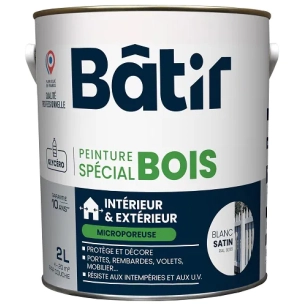 Peinture spécial bois satin BATIR blanc ral 9016 2L - BATIR