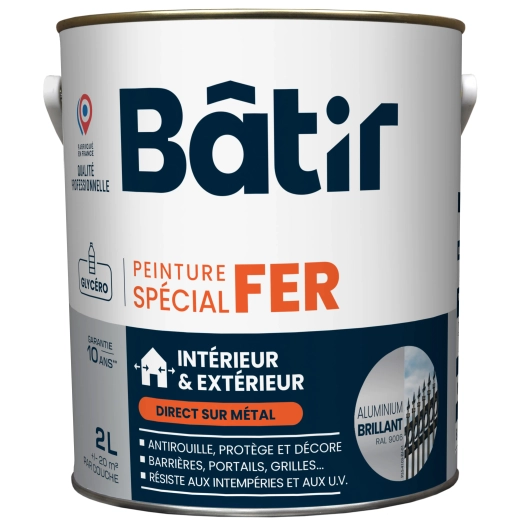 Peinture spécial fer brillant BATIR alu ral 9006 2L - BATIR