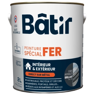 Peinture spécial fer brillant BATIR gris anthracite ral 7016 2L - BATIR