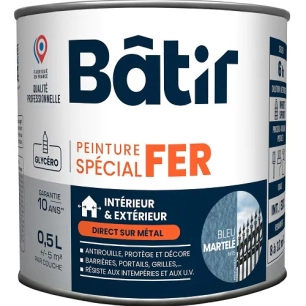 Peinture spécial fer martelé BATIR bleu m15 0,5L - BATIR