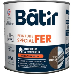 Peinture spécial fer martelé BATIR brun m26 0,5L - BATIR
