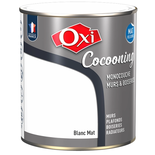 Peinture OXI murs et boiseries COCOONING mat velours blanc 2,5L - OXI