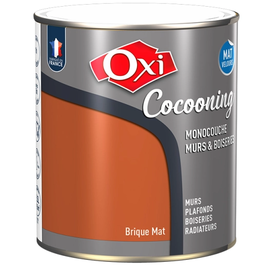 Peinture OXI murs et boiseries COCOONING mat velours brique 2,5L - OXI