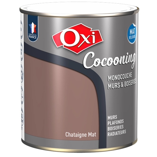 Peinture OXI murs et boiseries COCOONING mat velours chataigne 2,5L - OXI