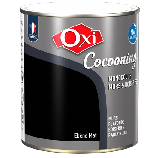 Peinture OXI murs et boiseries COCOONING mat velours ebene 2,5L - OXI