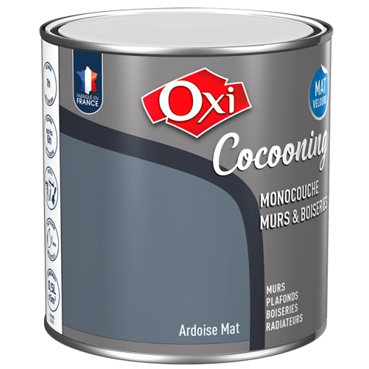 Peinture OXI murs et boiseries COCOONING mat velours ardoise 0,5L - OXI