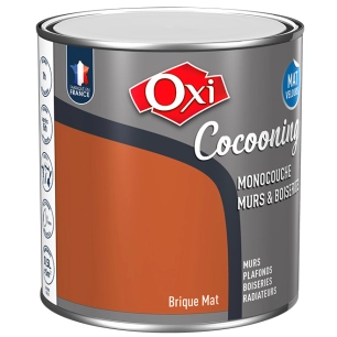 Peinture OXI murs et boiseries COCOONING mat velours brique 0,5L - OXI