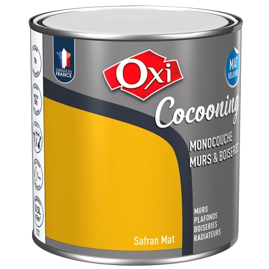 Peinture OXI murs et boiseries COCOONING mat velours safran 0,5L - OXI