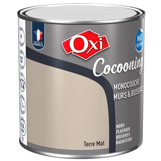 Peinture OXI murs et boiseries COCOONING mat velours terre 0,5L - OXI