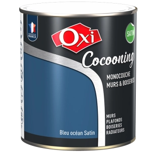 Peinture OXI murs et boiseries COCOONING satin bleu ocean 2,5L - OXI