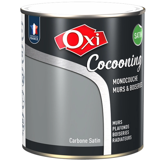 Peinture OXI murs et boiseries COCOONING satin carbone 2,5L - OXI