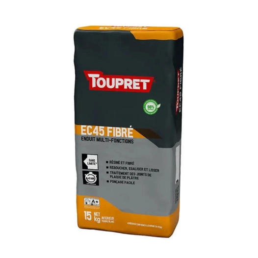 Toupret Enduit EC45 fibré intérieur 15kg - TOUPRET