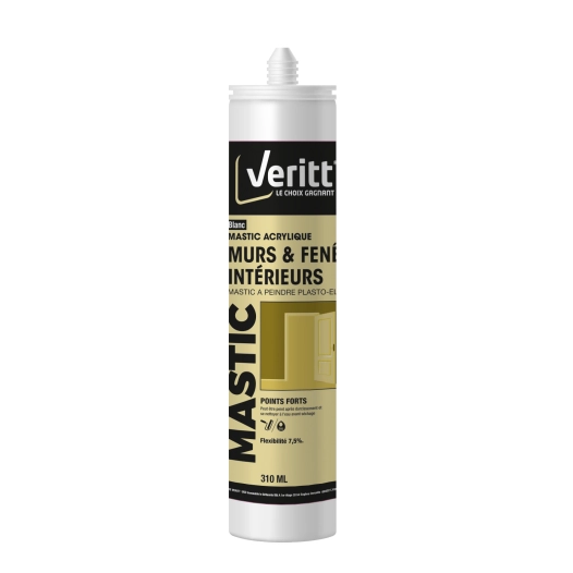 Mastic acrylique à peindre VERITT plasto-élastique blanc 310ml - VERITT