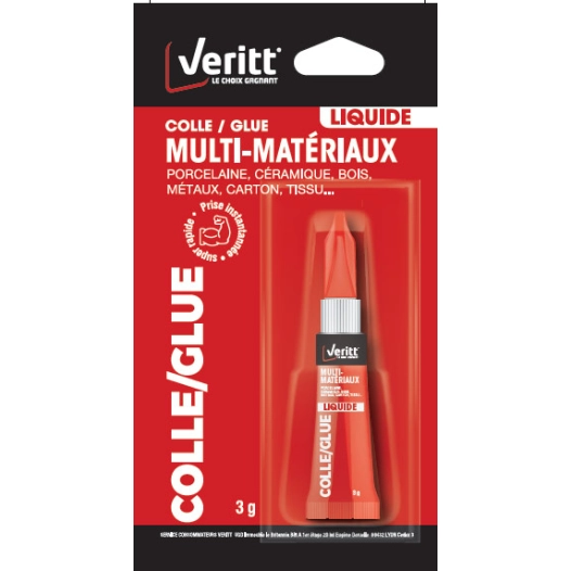 Colle liquide VERITT Cyano multi-usage 3g - VERITT