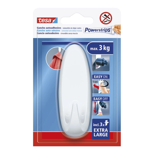 crochet auto-adhésif powerstrips xl, blanc ovale
