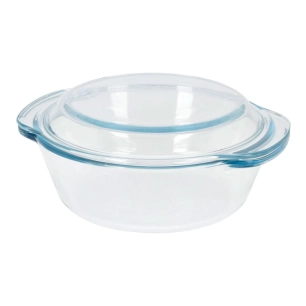 plat à four ronde en verre avec couvercle 1,5l ø23,4 x 10cm