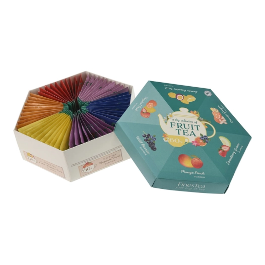 boîte à thé hexagonal, 6 saveurs, 60 sachets