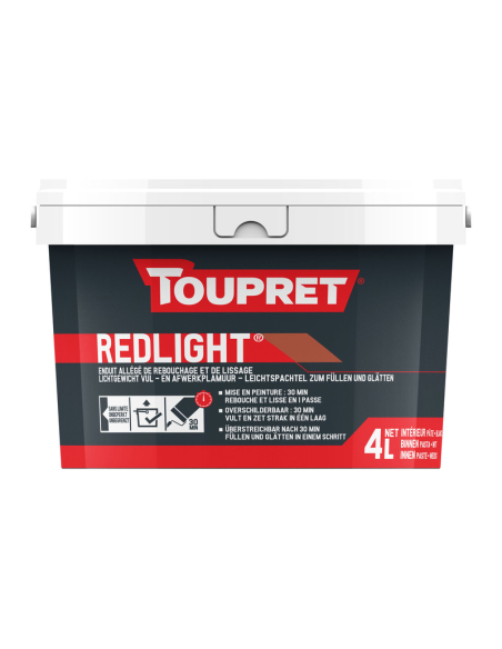 Enduit allégé de rebouchage et de lissage TOUPRET Bat REDLIGHT 4L - TOUPRET