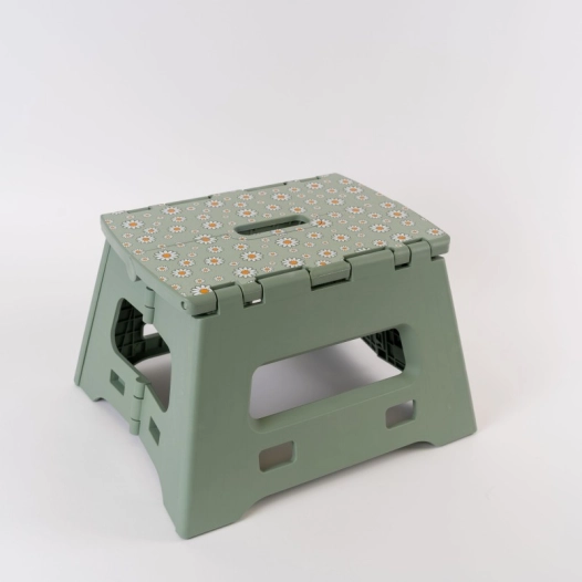 marche-pied pliable remue menage flower power vert plateau 30,5x22cm - rm