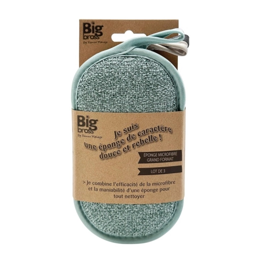 lot de 3 éponges microfibre remue menage grand modèle - rm