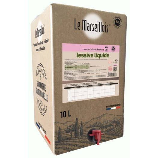 Lessive liquide linge LE MARSEILLOIS BIB 10 Litres - LE MARSEILLOIS