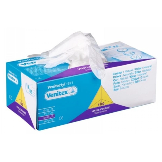 gants vinyle poudré boîte de 100 gants jetables - delta plus