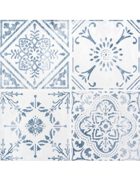 dalles murales adhésives wall tiles effet carrelage vintage style bleu 30.5x30.5cm boite de 6 - access deco