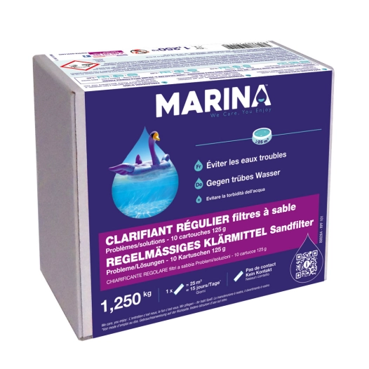 clarifiant régulier eau trouble 10 cartouches filtre à sable 125g - marina