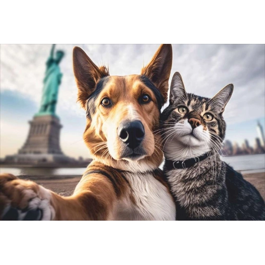 tapis velvet cat & dog selfie ny 45x75cm - mercury