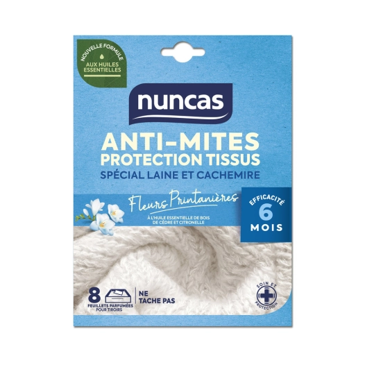 anti-mites tiroirs protection tissus 8 feuillets - nuncas