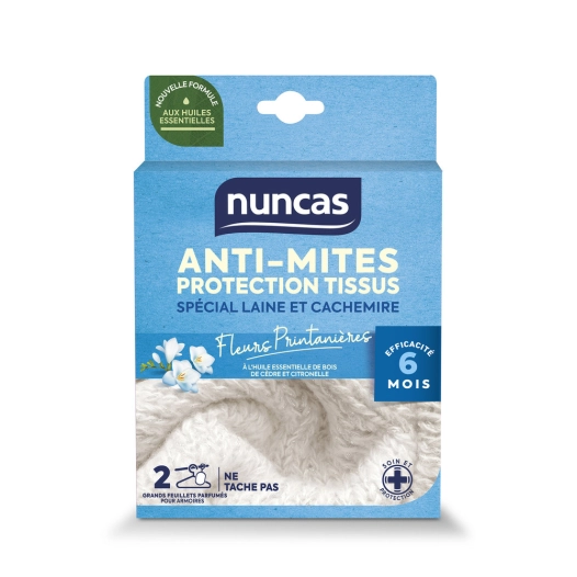 anti-mites armoires protection tissus 2 grands feuillets - nuncas