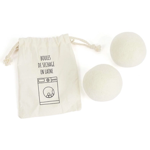 balles de séchage en laine x2 avec sac coton - la menagere