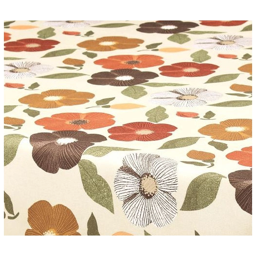 nappe polyester ronde ø160cm flowers beige sur cintre - access deco