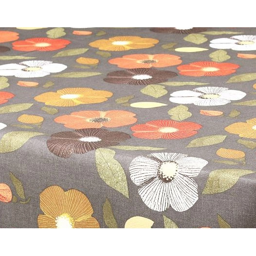 nappe ronde polyester ø160cm flowers gris sur cintre - access deco