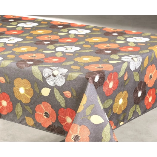 nappe polyester 140x240cm flowers gris sur cintre - access deco