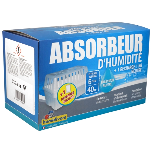 humidivore absorbeur + 2 recharges de 1kg neutre dont 1 gratuite - humidivore