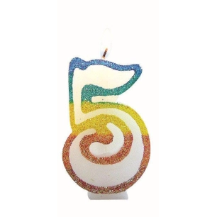 bougie chiffre 5 arc-en-ciel 8cm - eurobougie