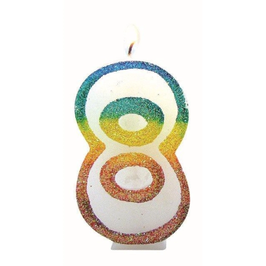 bougie chiffre 8 arc-en-ciel 8cm - eurobougie