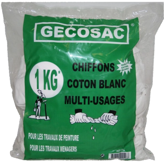 chiffons coton blanc multi-usages 1kg - gecosac