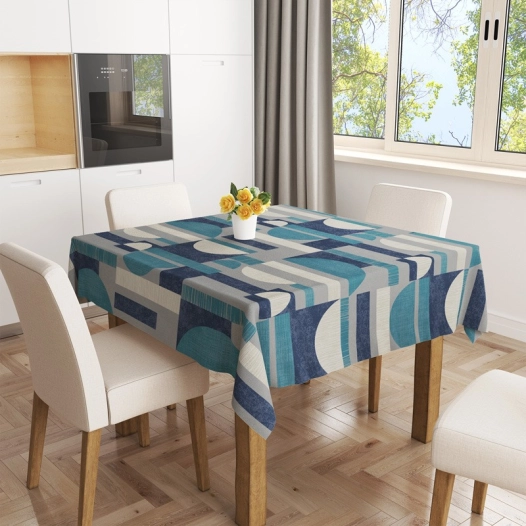 toile cirée ovale 140x240cm boum bleu sur cintre - access deco