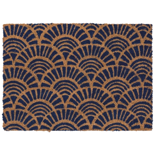 tapis coco imprimé paon bleu 40x60cm - btb