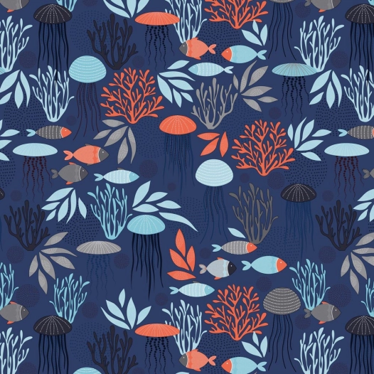 toile cirée déco polynésie bleu 140cm x 20m - access deco