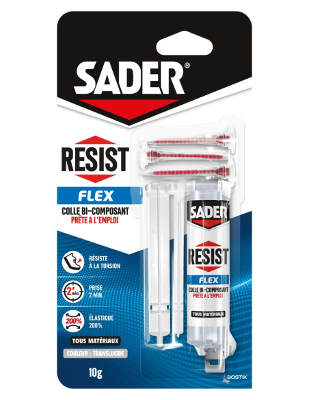 colle bi-composant resist flex translucide 10 g - sader