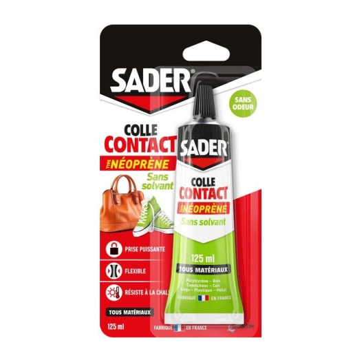 colle contact neoprène sans solvant 125 ml - sader