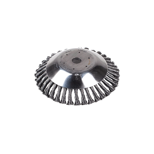 brosse conique ø 200 mm avec brins en acier torsadés très résistants. alésage de 20 mm. idéale pour travail sur les pavés, les s