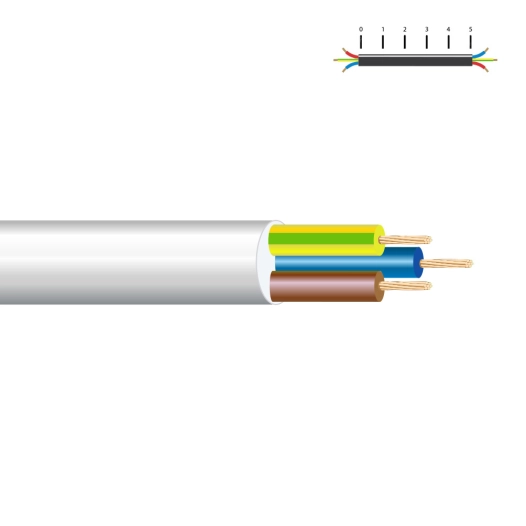 100 manguera tubular vv-k06/1kv 3 g 2,50 mm², blanca vv-k06/1kv 3 g 2,5 mm², blanche euro/m