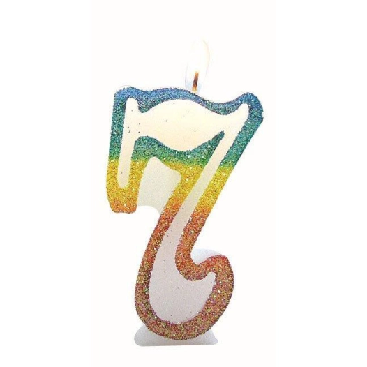 10 bougie chiffre 7 arc-en-ciel 8cm - eurobougie