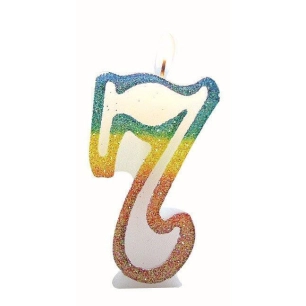 10 bougie chiffre 7 arc-en-ciel 8cm - eurobougie